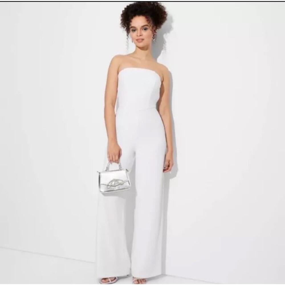 Wild Fable Women's White Wide Leg Bandeau Jumpsuit Brand - Medium